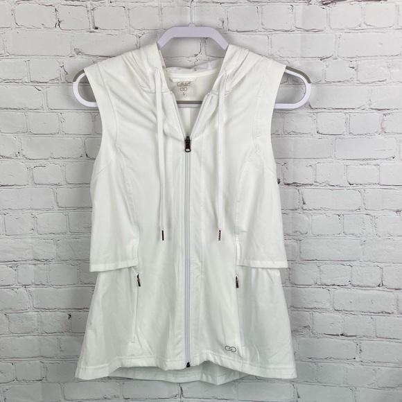 Calia by Carrie Underwood Zip Up Hooded Sleeveless Vest/Jacket White Small - Picture 1 of 7